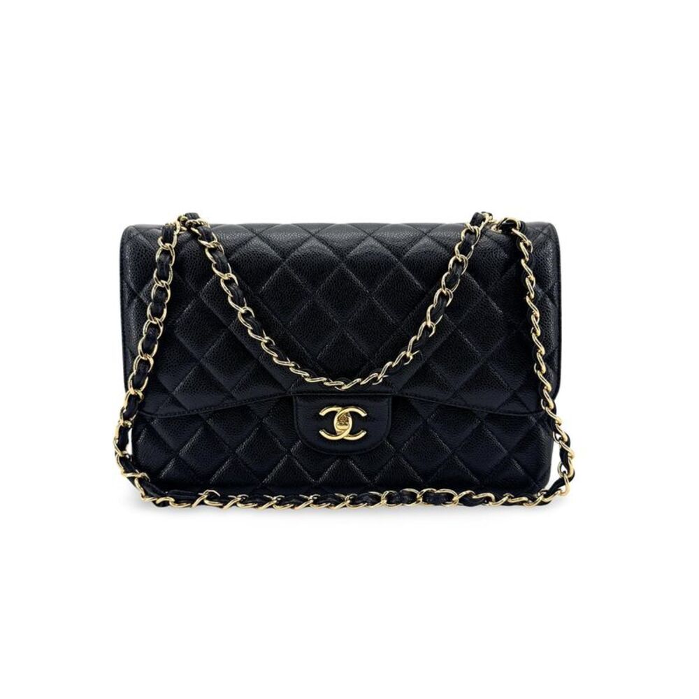 Chanel Classic Flap Bag Medium Caviar Gold Hardware Black